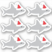 サンタハットクリスマスホリデーアニメの可愛いサメ シール (正面)