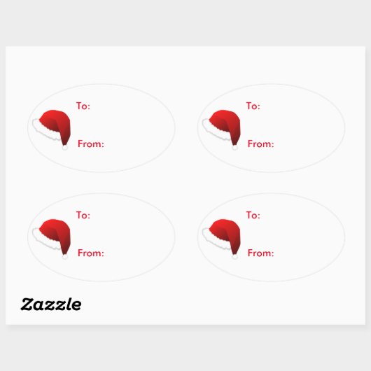 サンタハットクリスマスホリデーギフトラベルステッカー 楕円形シール (シート)