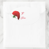 サンタハットクリスマスホリデーギフトラベルステッカー 楕円形シール (バッグ)