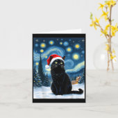 サンタハットクリスマスメンズの不気味な夜ブラックミュー カード (黄色い花)