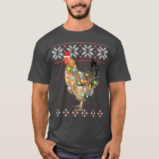サンタハットクリスマスライトチキンおもしろい、クリスマスTr Tシャツ