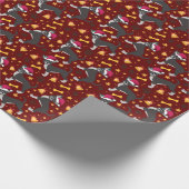 サンタハットクリスマスラッピングパ付きチワホアドッグ ラッピングペーパー (角)