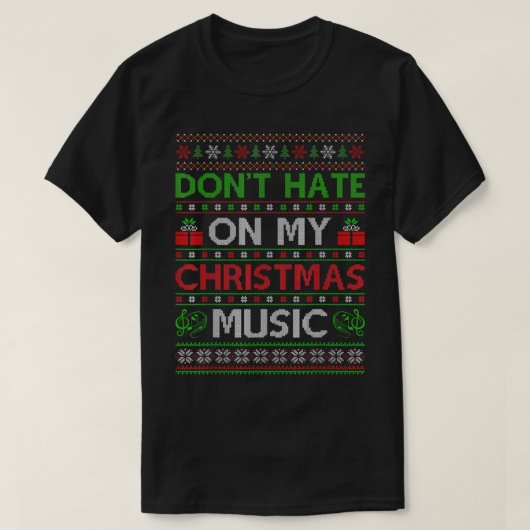 サンタハットクリスマス照明おもしろい醜い音楽クリスマス Tシャツ (デザイン正面)