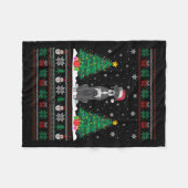 サンタハットグレートダーンドッグクリスマスツリーのライトUgl フリースブランケット (正面(横))