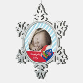 サンタハットグローバー |名前の追加 スノーフレークピューターオーナメント (右)