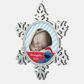 サンタハットグローバー |名前の追加 スノーフレークピューターオーナメント (右)