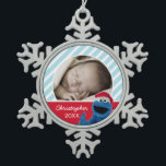 サンタハットグローバー |名前の追加 スノーフレークピューターオーナメント<br><div class="desc">サンタクッキーの怪物！ル      ームのデコル品。おもちゃじゃない。© 2014 Soma Workshop.www.sesamestreet.org</div>