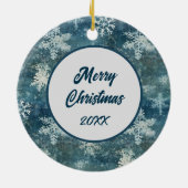 サンタハットケスホンドスノーフレーククリスマス セラミックオーナメント (裏面)