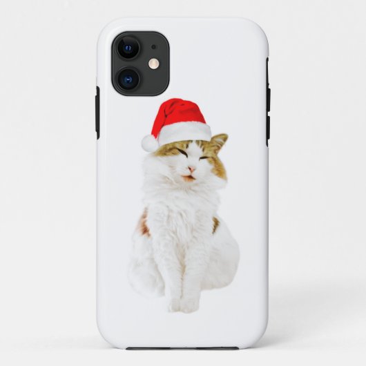 サンタハットケースメイトiPhoneケース付き猫 Case-Mate iPhoneケース (裏面)
