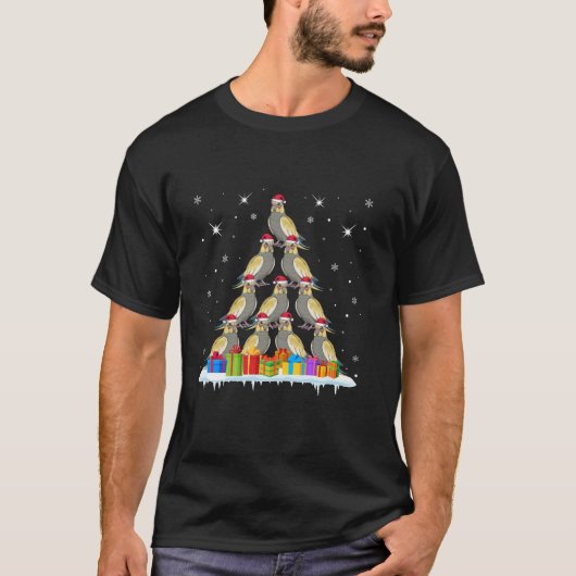 サンタハットコッカティールラバーズメンズウィメンズキッズクリスチム Tシャツ (正面)