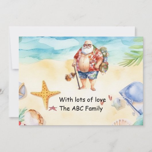 サンタハットサングラス7月の夏のクリスマス シーズンカード (正面)