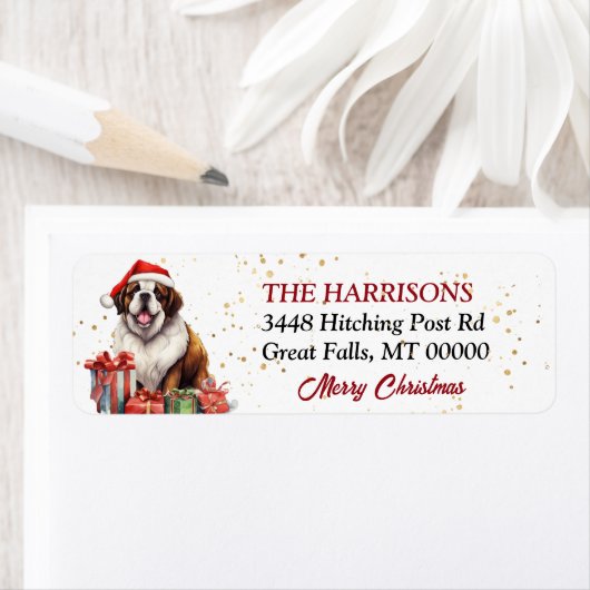 サンタハットサンベルナルクリスマス ラベル (インサイチュ)