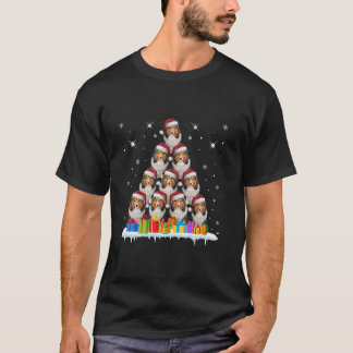 サンタハットシェットランドシェプドッグ愛犬家メンズX Tシャツ