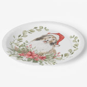 サンタハットシェットランド・ シープドッグ ペーパープレート (アングル)