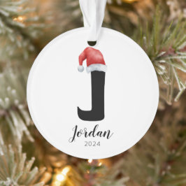 サンタハットシンプルカスタマイズ可能な手紙Jクリスマス オーナメント