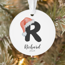 サンタハットシンプルカスタマイズ可能な手紙Rクリスマス オーナメント
