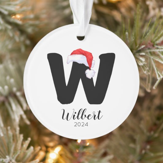 サンタハットシンプルカスタマイズ可能な手紙Wクリスマス オーナメント (ツリー)