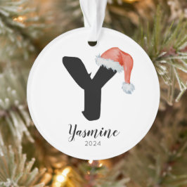 サンタハットシンプルカスタマイズ可能な手紙Yクリスマス オーナメント