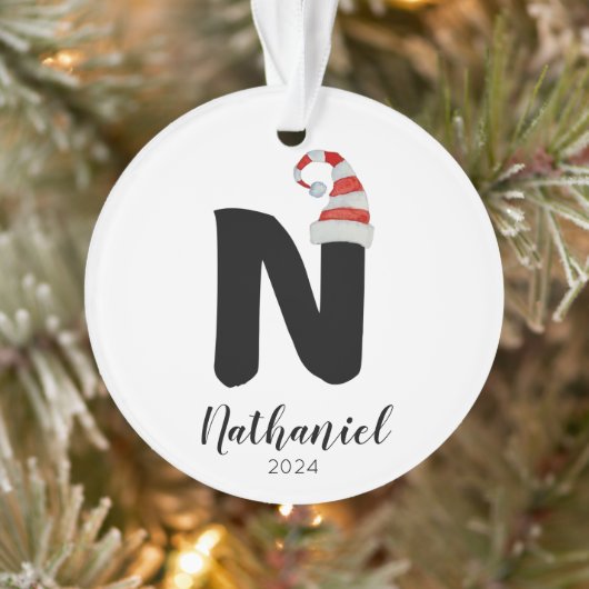サンタハットシンプルクリスマスのカスタマイズ可能な手紙 オーナメント (ツリー)
