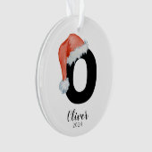 サンタハットシンプルクリスマスのカスタマイズ可能な手紙 オーナメント (正面)