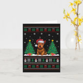 サンタハットスコティッシュテリアードドッグクリスマスツリーライトウグ カード (黄色い花)