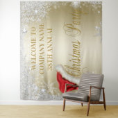 サンタハットスノーフレーククリスマスパーティー背景金ゴールド タペストリー (インサイチュ)