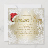 サンタハットスノーフレーククリスマスパーティー 招待状 (正面)