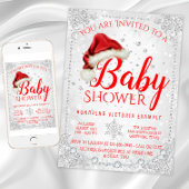サンタハットスノーフレーククリスマスベビーシャワー 招待状
