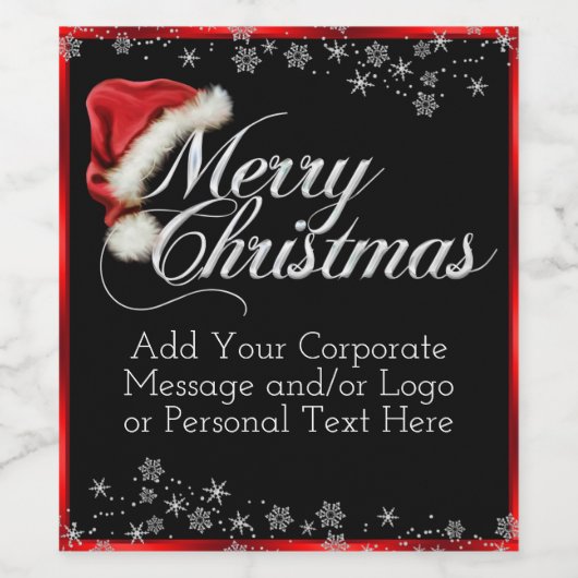 サンタハットスノーフレーククリスマスワインボトルラベル ワインラベル (シングルラベル)