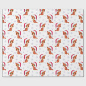 サンタハットスノーフレーククリスマスWrでかわいい子猫 ラッピングペーパー (フラット)