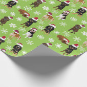 サンタハットスノーフレークグリーン ラッピングペーパー (角)