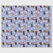 サンタハットスノーフレークブルー ラッピングペーパー (フラット)