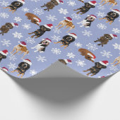 サンタハットスノーフレークブルー ラッピングペーパー (角)