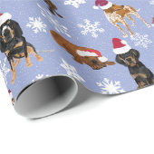 サンタハットスノーフレークブルー ラッピングペーパー (ロールコーナー)