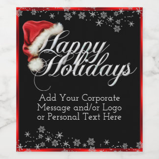 サンタハットスノーフレークホリデーワインラベル ワインラベル