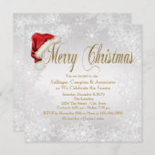 サンタハットスノーフレーク企業のクリスマスパーティー 招待状 (正面/裏面)