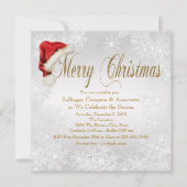 サンタハットスノーフレーク企業のクリスマスパーティー 招待状 (正面)