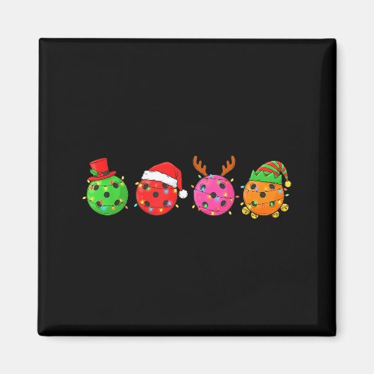 サンタハットスノーマンクリスマスおもしろピックルボール愛好家 マグネット (正面)