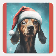 サンタハットダシュントのクリスマスを着たかわいい犬