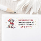 サンタハットダルマチアンパピークリスマス ラベル (インサイチュ)