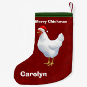 サンタハットチキンマの白メリーい鶏 スモールクリスマスストッキング (裏面)