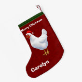 サンタハットチキンマの白メリーい鶏 スモールクリスマスストッキング (裏面 (吊り時))