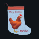 サンタハットチキンマの赤メリーい鶏 スモールクリスマスストッキング<br><div class="desc">ロードアイランドレッドチキン（サンタハット）</div>
