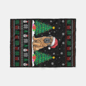 サンタハットチベットマスチフドッグクリスマスツリーのライトUgl フリースブランケット (正面(横))