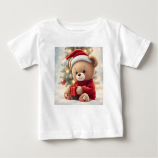 サンタハットテディベアベビーシャツ – Christmas Gift ベビーTシャツ