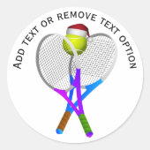 サンタハットテニスボールラケットクリスマス ラウンドシール (正面)