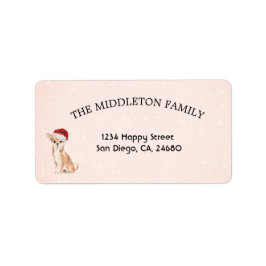 サンタハットドッグチワフアメリークリスマス ラベル