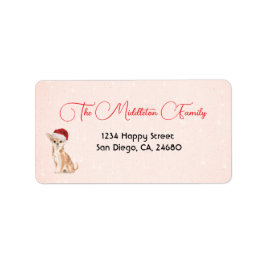 サンタハットドッグチワフアレッドメリークリスマス ラベル