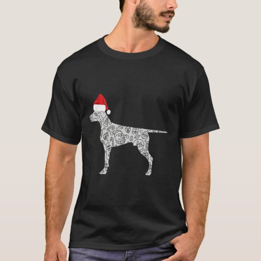 サンタハットドバーマンクリスマスドッグ恋人 Tシャツ (正面)