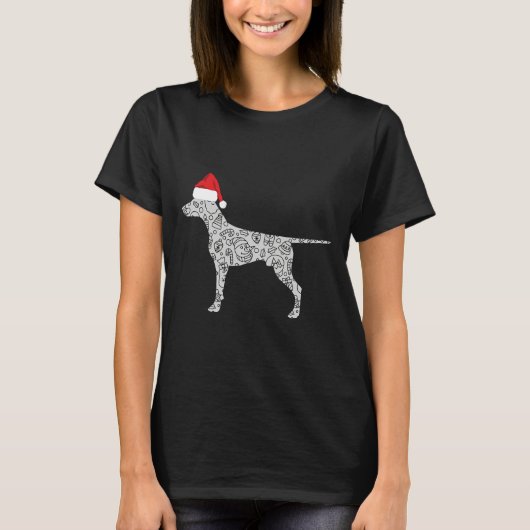 サンタハットドバーマンクリスマスドッグ恋人 Tシャツ (正面)